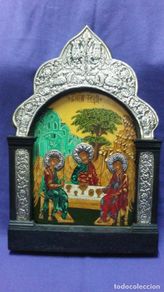 Antiguidades: CAPILLA DE ROBLE. SANTA CENA. GRABADO EN MADERA Y PINTADA A MANO. GRAN TAMAÑO.